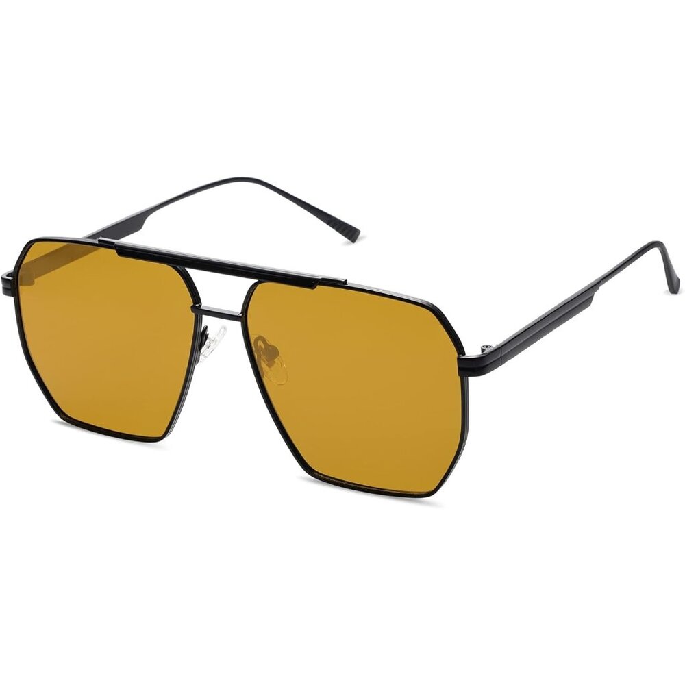 Unisex Black Oversized Square Polarized Sunglasses for Vintage Shades